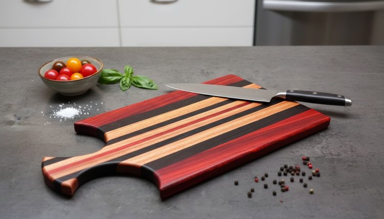 Deska do krojenia/serwowania z drewna egzotycznego - padouk, wenge oraz sapele