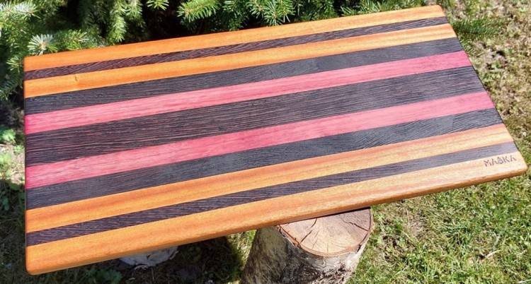 Deska do krojenia/serwowania z drewna egzotycznego - amarant, wenge oraz sapele