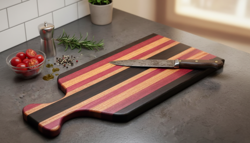 Deska do krojenia/serwowania z drewna egzotycznego - amarant, wenge oraz sapele